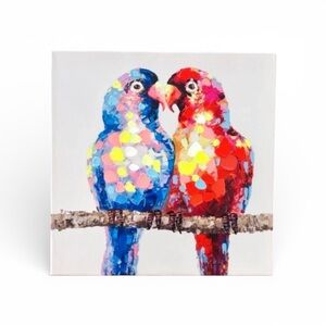 Colorful Parrots Canvas Art Print 16” X 16”